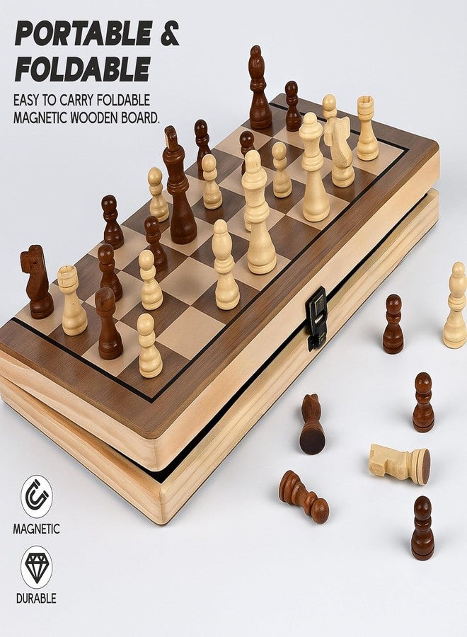 SPOCCO | Wooden Magnetic Chess Board Game Set for Kids & Adults | Compact & Foldable Board with Inbuilt Storage & Anti Scratch Surface | Ideal Indoor & Travel Friendly Game (11.5 x 11.5 Inch) - 70 - Image 3